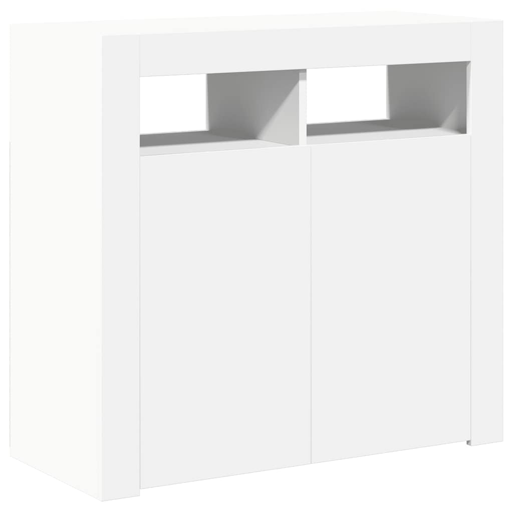 Sideboard mit LED-Leuchten Weiß 80x35x75 cm